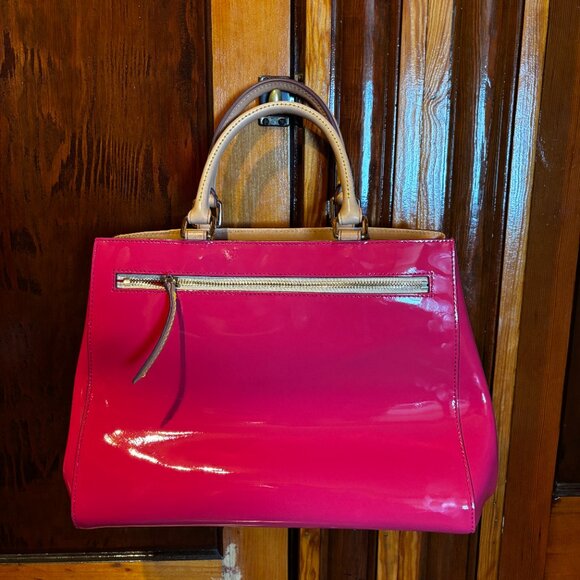 Dooney & Bourke Hot Pink Patent Leather Zip Satchel - Picture 2 of 7